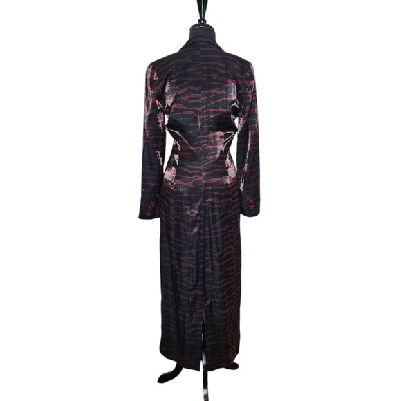 ZAFIR London Vtg Duster Jacket UK 10 US 6 Zebra Print Shiny Glam Rock Goth Femme - Picture 5 of 10